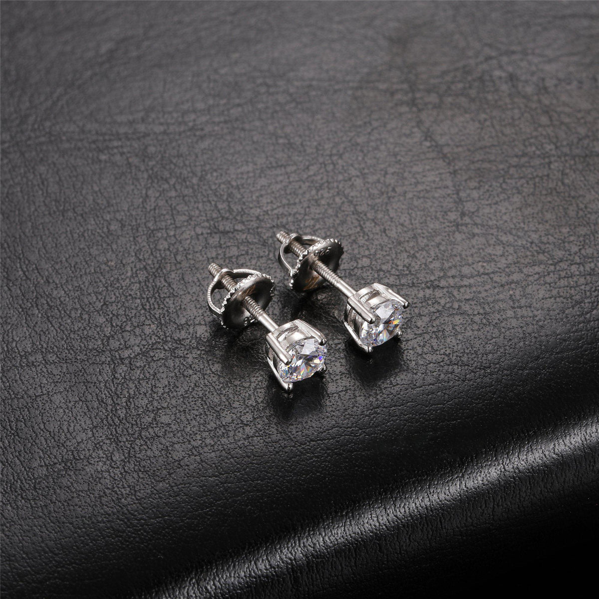 Solid 925 Silver Round Cut Diamond Earrings Pair - Icezzle