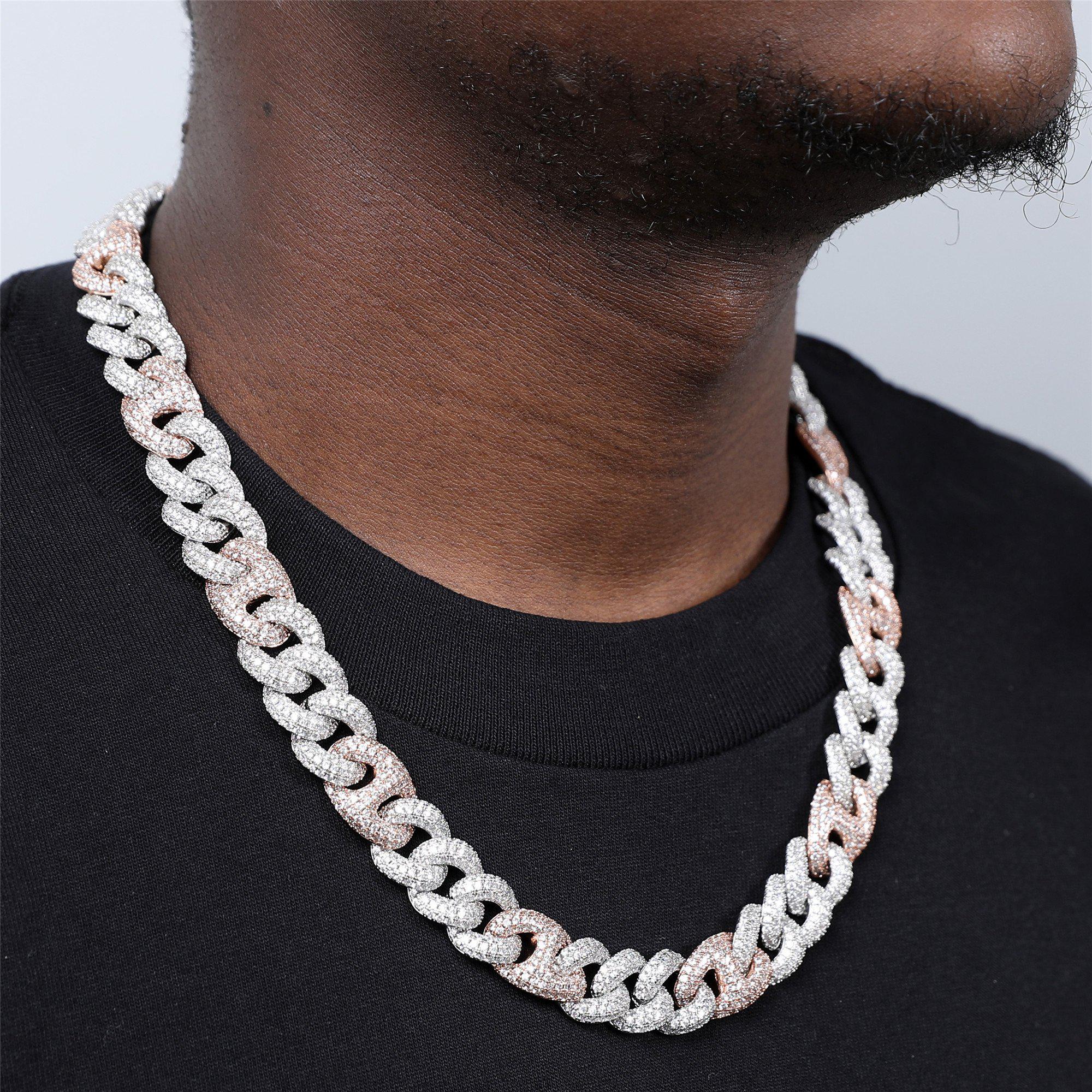 ICED OUT - 15mm 2-Tone Diamond Gucci Cuban Link Chain - Icezzle