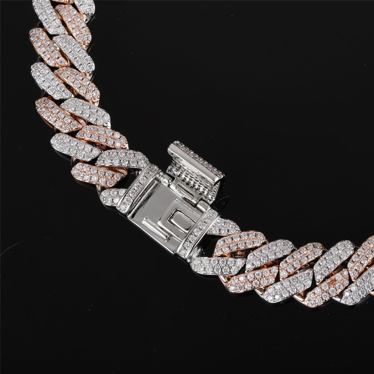 ICED OUT - 12mm 2 Tone Diamond Prong Cuban Link Chain - Icezzle