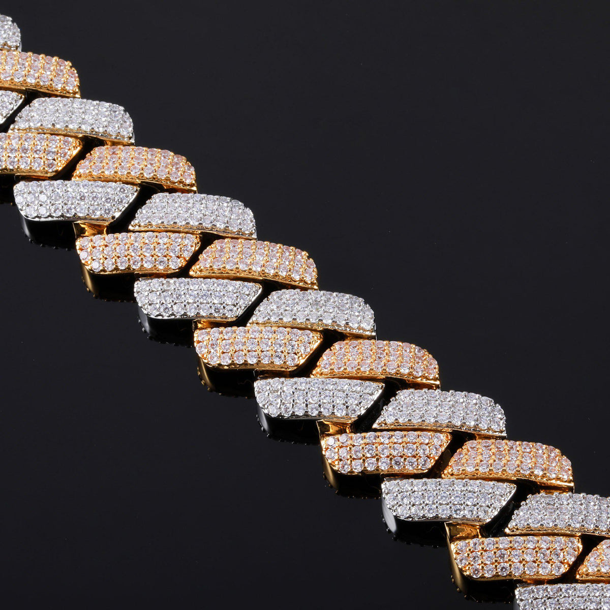 ICED OUT - 19mm 2-Tone Diamond Prong Cuban Link Chain - Icezzle