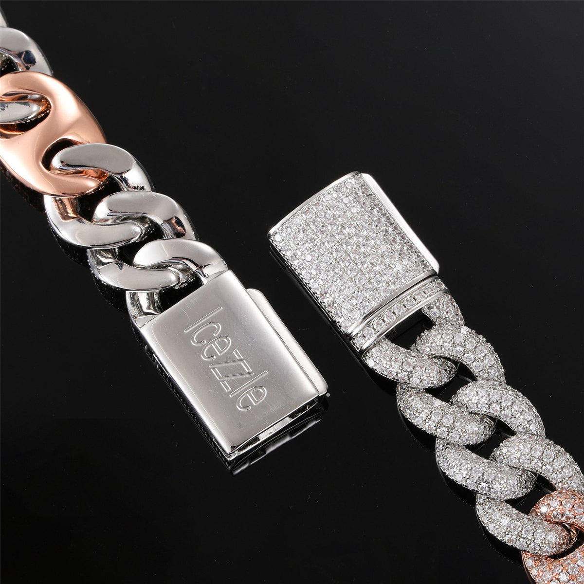 ICED OUT - 15mm 2-Tone Diamond Gucci Cuban Link Chain - Icezzle
