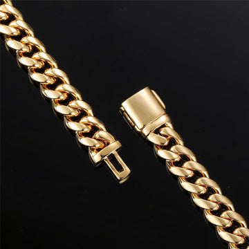 8mm 18K Gold Plated Miami Cuban Chain Bracelet